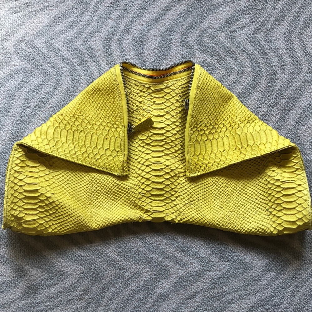 Emily Cho Python Yellow Clutch
